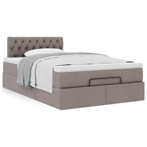 Ottoman-Bett mit Matratze Taupe 120x190 cm Stoff