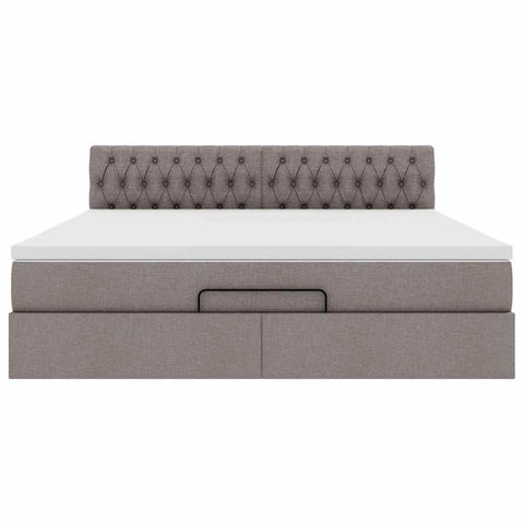 Ottoman-Bett mit Matratze Taupe 160x200 cm Stoff