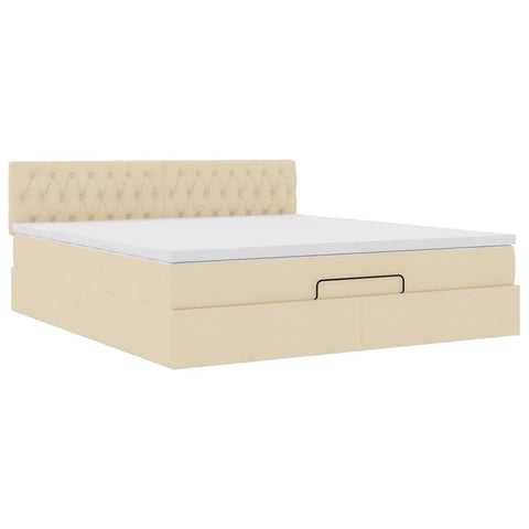 Ottoman-Bett mit Matratze Creme 160x200 cm Stoff