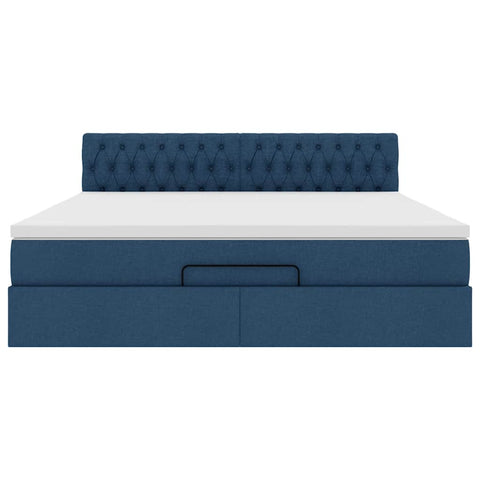 Ottoman-Bett mit Matratze Blau 160x200 cm Stoff