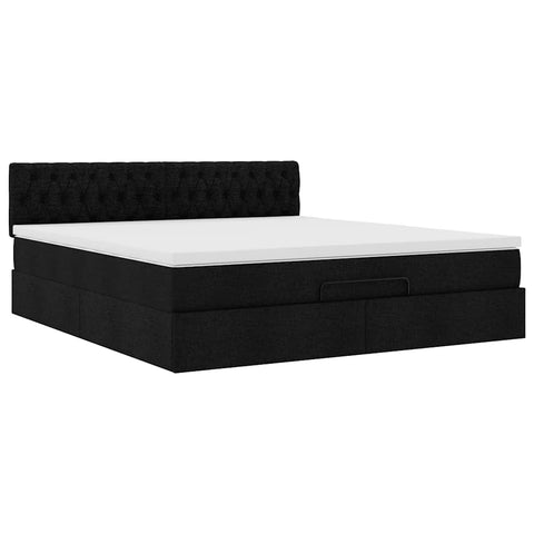 Ottoman-Bett mit Matratze Schwarz 180x200 cm Stoff