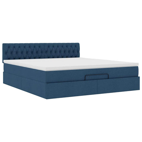 Ottoman-Bett mit Matratze Blau 180x200 cm Stoff