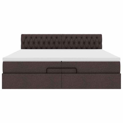 Ottoman-Bett mit Matratze Dunkelbraun 200x200 cm Stoff