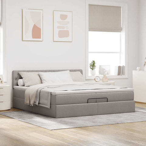 Ottoman-Bett mit Matratze Taupe 200x200 cm Stoff