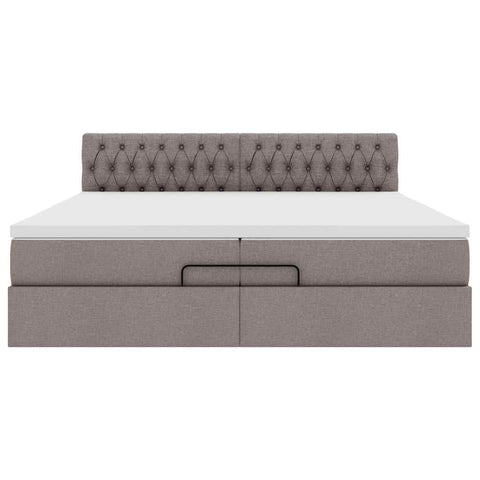 Ottoman-Bett mit Matratze Taupe 200x200 cm Stoff