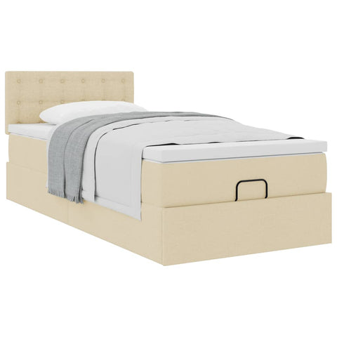 Ottoman-Bett mit Matratze Creme 90x200 cm Stoff