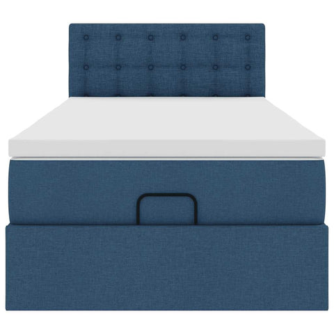 Ottoman-Bett mit Matratze Blau 90x200 cm Stoff