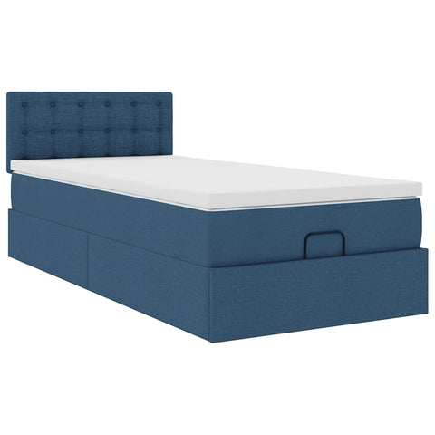 Ottoman-Bett mit Matratze Blau 100x200 cm Stoff