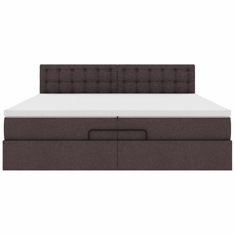 Ottoman-Bett mit Matratze Dunkelbraun 200x200 cm Stoff