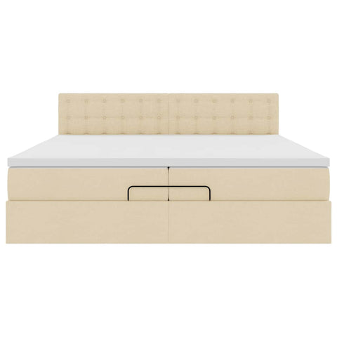 Ottoman-Bett mit Matratze Creme 200x200 cm Stoff