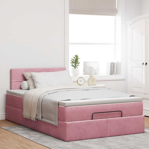 Ottoman-Bett mit Matratze Rosa 120x190 cm Samt