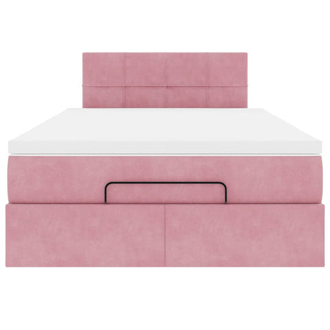 Ottoman-Bett mit Matratze Rosa 120x190 cm Samt