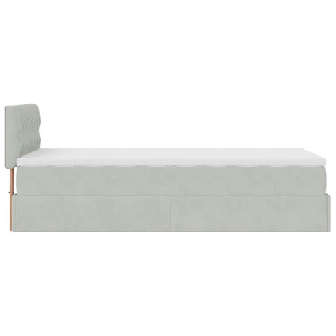 Ottoman-Bett mit Matratze Hellgrau 90x190 cm Samt