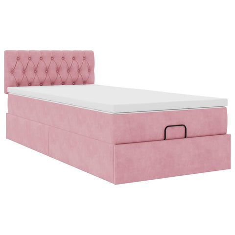 Ottoman-Bett mit Matratze Rosa 90x190 cm Samt