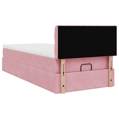 Ottoman-Bett mit Matratze Rosa 90x200 cm Samt