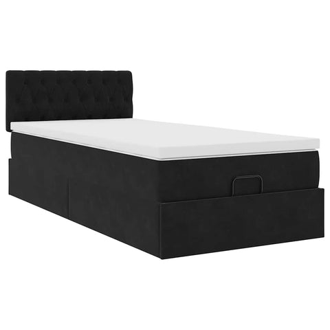 Ottoman-Bett mit Matratze Schwarz 100x200 cm Samt