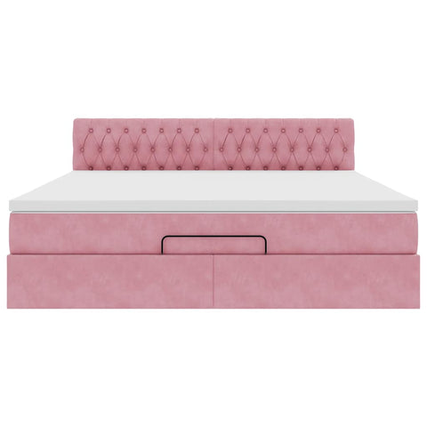 Ottoman-Bett mit Matratze Rosa 180x200 cm Samt