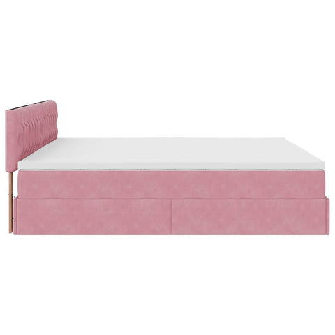 Ottoman-Bett mit Matratze Rosa 180x200 cm Samt