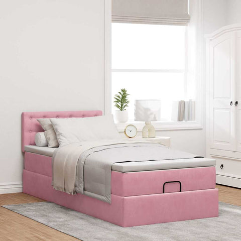 Ottoman-Bett mit Matratze Rosa 80x200 cm Samt