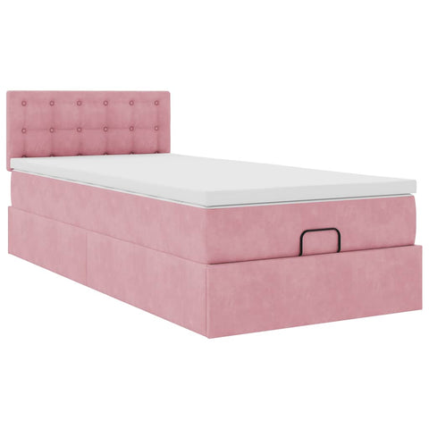 Ottoman-Bett mit Matratze Rosa 80x200 cm Samt