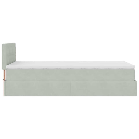 Ottoman-Bett mit Matratze Hellgrau 90x200 cm Samt