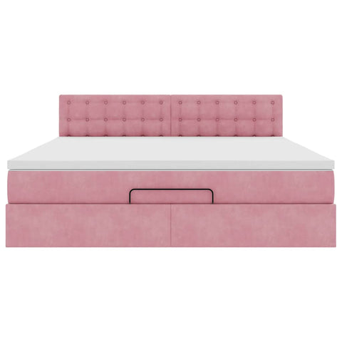 Ottoman-Bett mit Matratze Rosa 180x200 cm Samt