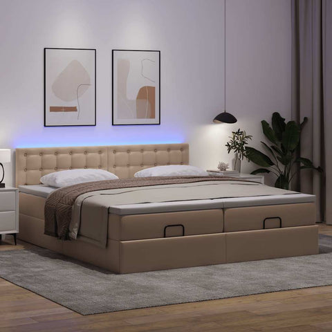 Ottoman-Bett mit Matratzen Cappuccino 180x200cm Kunstleder