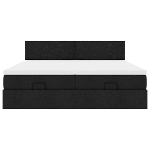 Ottoman-Bett mit Matratzen Schwarz 180x200 cm Stoff