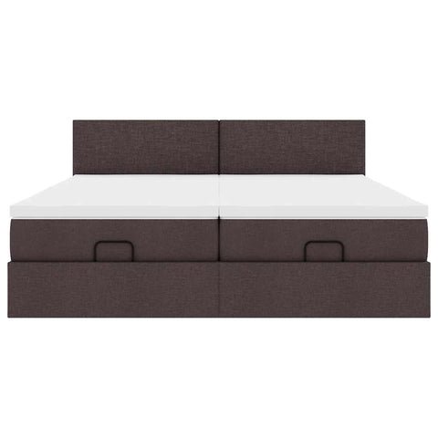 Ottoman-Bett mit Matratzen Dunkelbraun 180x200 cm Stoff