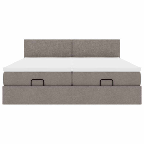 Ottoman-Bett mit Matratzen Taupe 180x200 cm Stoff