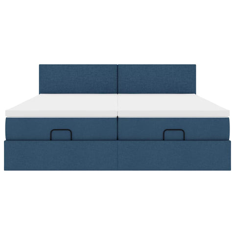 Ottoman-Bett mit Matratzen Blau 180x200 cm Stoff