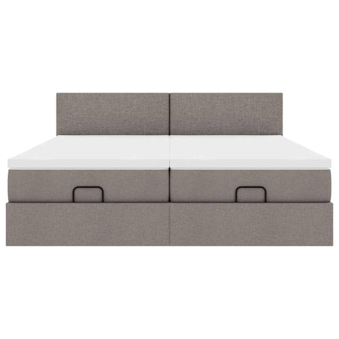 Ottoman-Bett mit Matratzen Taupe 200x200 cm Stoff