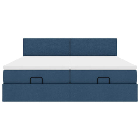 Ottoman-Bett mit Matratzen Blau 200x200 cm Stoff