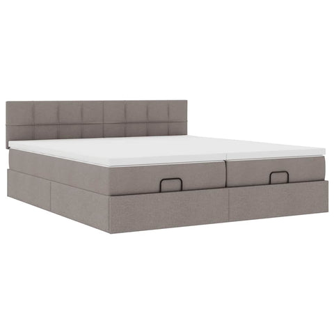 Ottoman-Bett mit Matratzen Taupe 180x200 cm Stoff