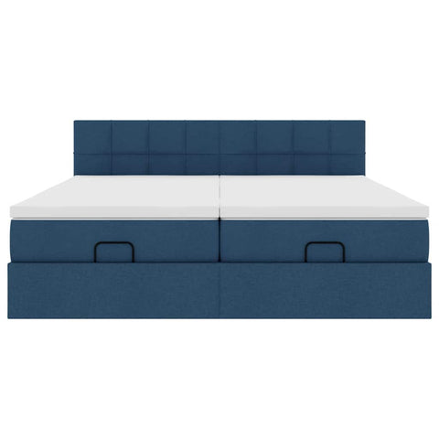 Ottoman-Bett mit Matratzen Blau 200x200 cm Stoff