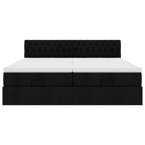 Ottoman-Bett mit Matratzen Schwarz 160x200 cm Stoff