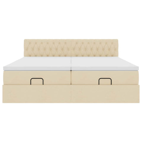 Ottoman-Bett mit Matratzen Creme 160x200 cm Stoff