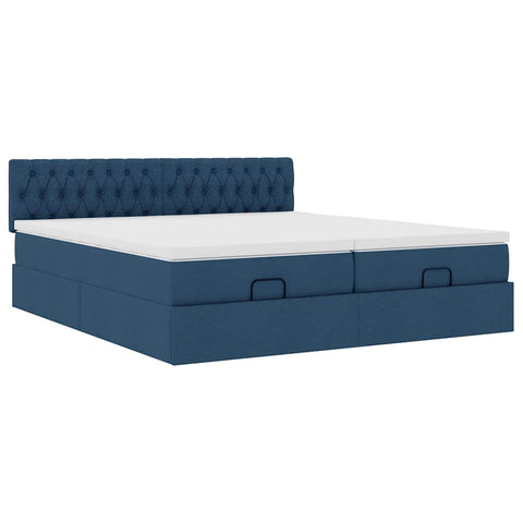 Ottoman-Bett mit Matratzen Blau 180x200 cm Stoff