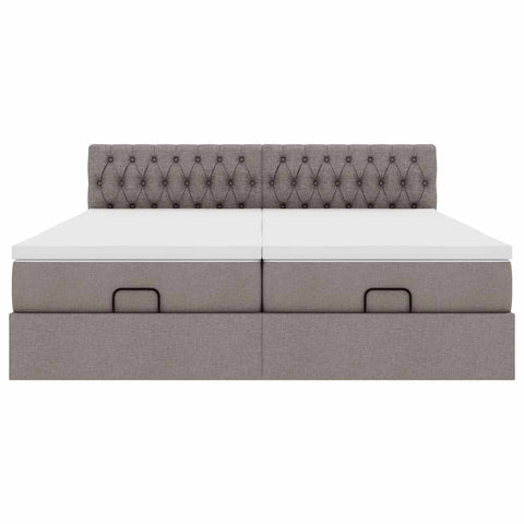 Ottoman-Bett mit Matratzen Taupe 200x200 cm Stoff