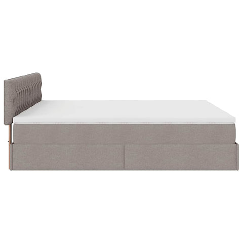 Ottoman-Bett mit Matratzen Taupe 200x200 cm Stoff