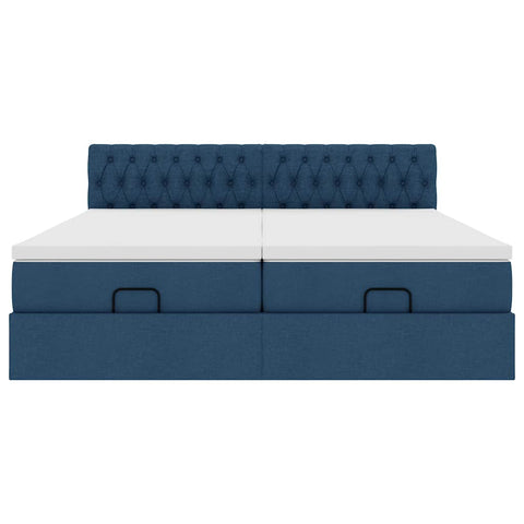 Ottoman-Bett mit Matratzen Blau 200x200 cm Stoff