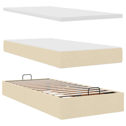 Ottoman-Bett mit Matratzen Creme 160x200 cm Stoff