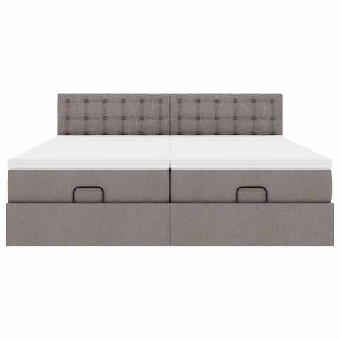 Ottoman-Bett mit Matratzen Taupe 180x200 cm Stoff