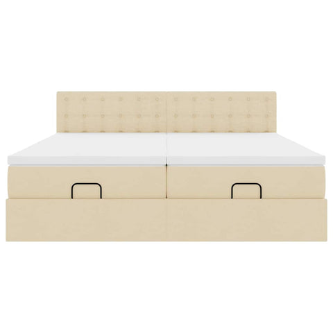 Ottoman-Bett mit Matratzen Creme 180x200 cm Stoff