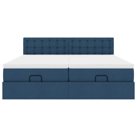 Ottoman-Bett mit Matratzen Blau 180x200 cm Stoff