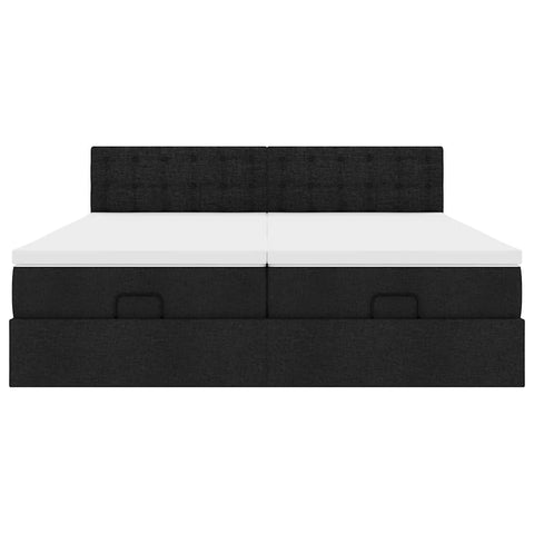 Ottoman-Bett mit Matratzen Schwarz 200x200 cm Stoff