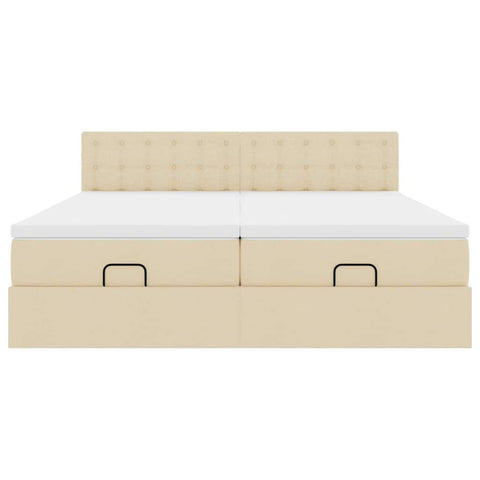 Ottoman-Bett mit Matratzen Creme 200x200 cm Stoff