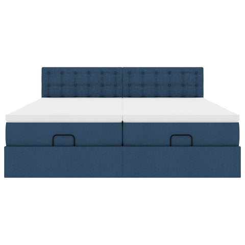 Ottoman-Bett mit Matratzen Blau 200x200 cm Stoff