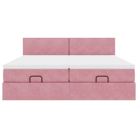 Ottoman-Bett mit Matratzen Rosa 180x200 cm Samt