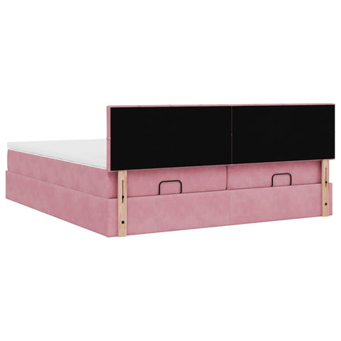 Ottoman-Bett mit Matratzen Rosa 160x200 cm Samt